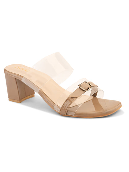 Ravis Black Transparent Block Heels – Buckle Strap | Party & Daily Wear