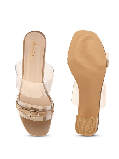 Ravis Black Transparent Block Heels – Buckle Strap | Party & Daily Wear