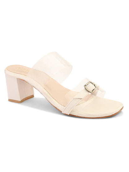 Ravis Black Transparent Block Heels – Buckle Strap | Party & Daily Wear