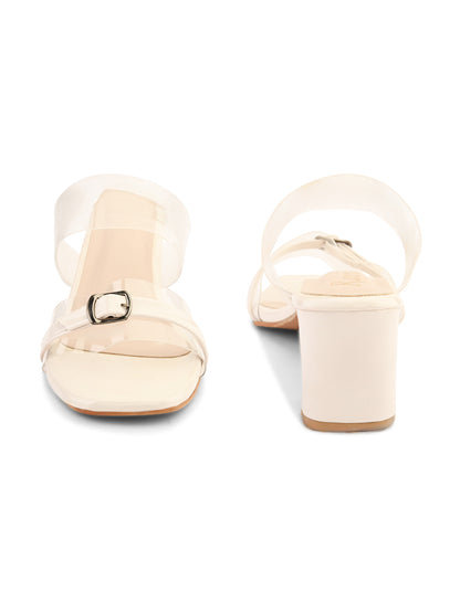 Ravis Black Transparent Block Heels – Buckle Strap | Party & Daily Wear