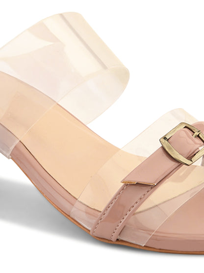 Ravis Black Transparent Block Heels – Buckle Strap | Party & Daily Wear
