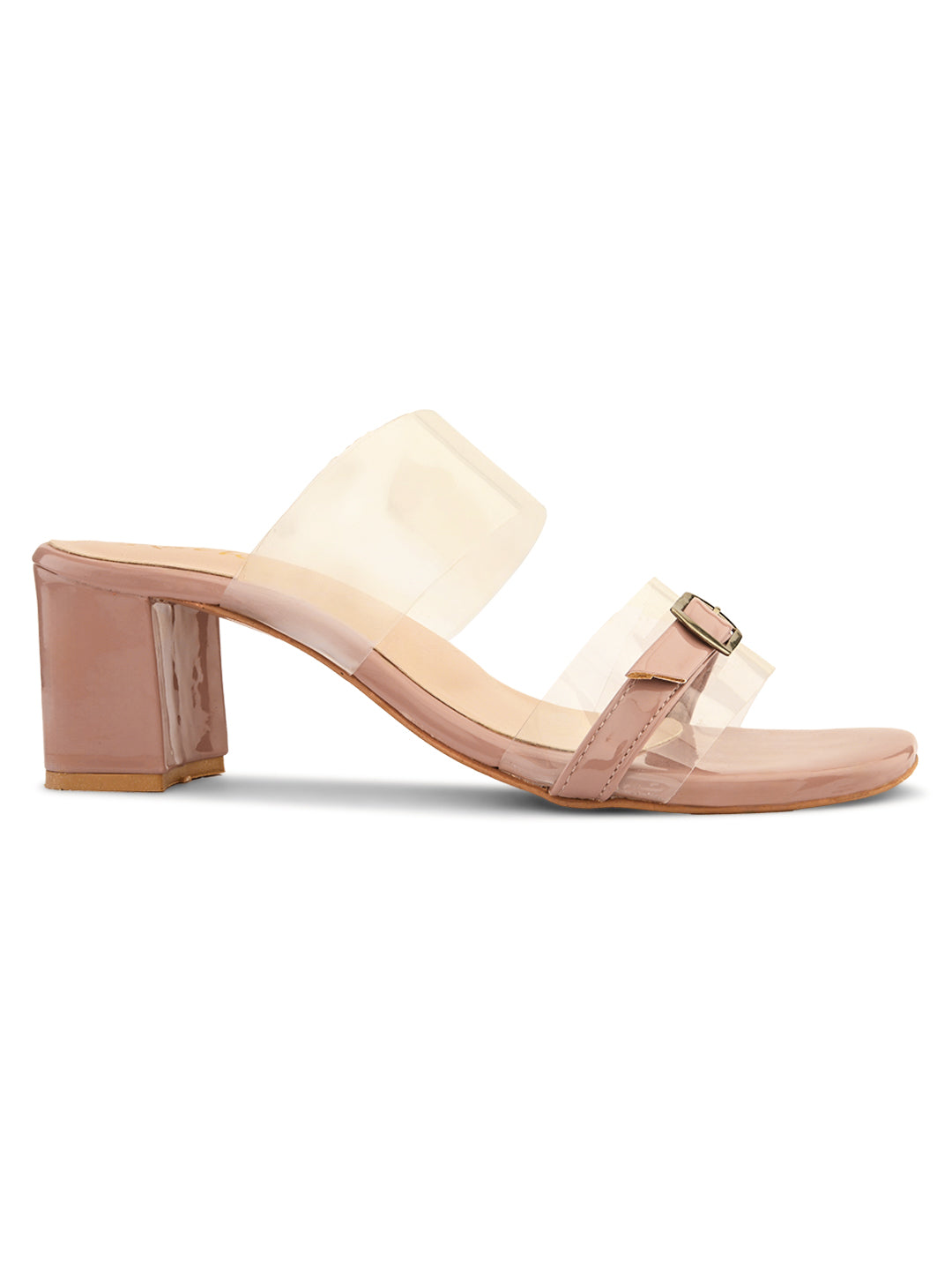 Ravis Black Transparent Block Heels – Buckle Strap | Party & Daily Wear