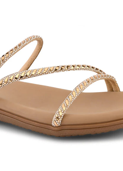 Beige | Ravis Z Strap Slipper for Women Side View Ravis Footwear