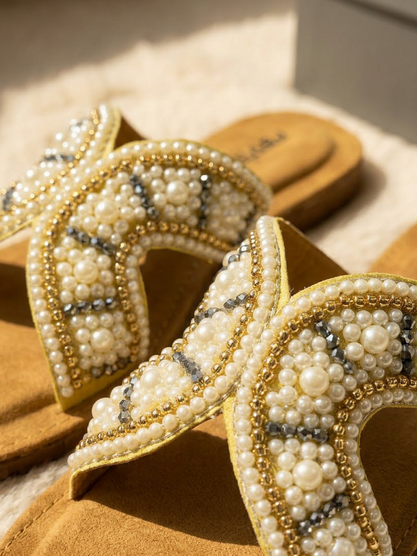 White Meets Style Slipper for Women Close Up Detail Ravis Footwear