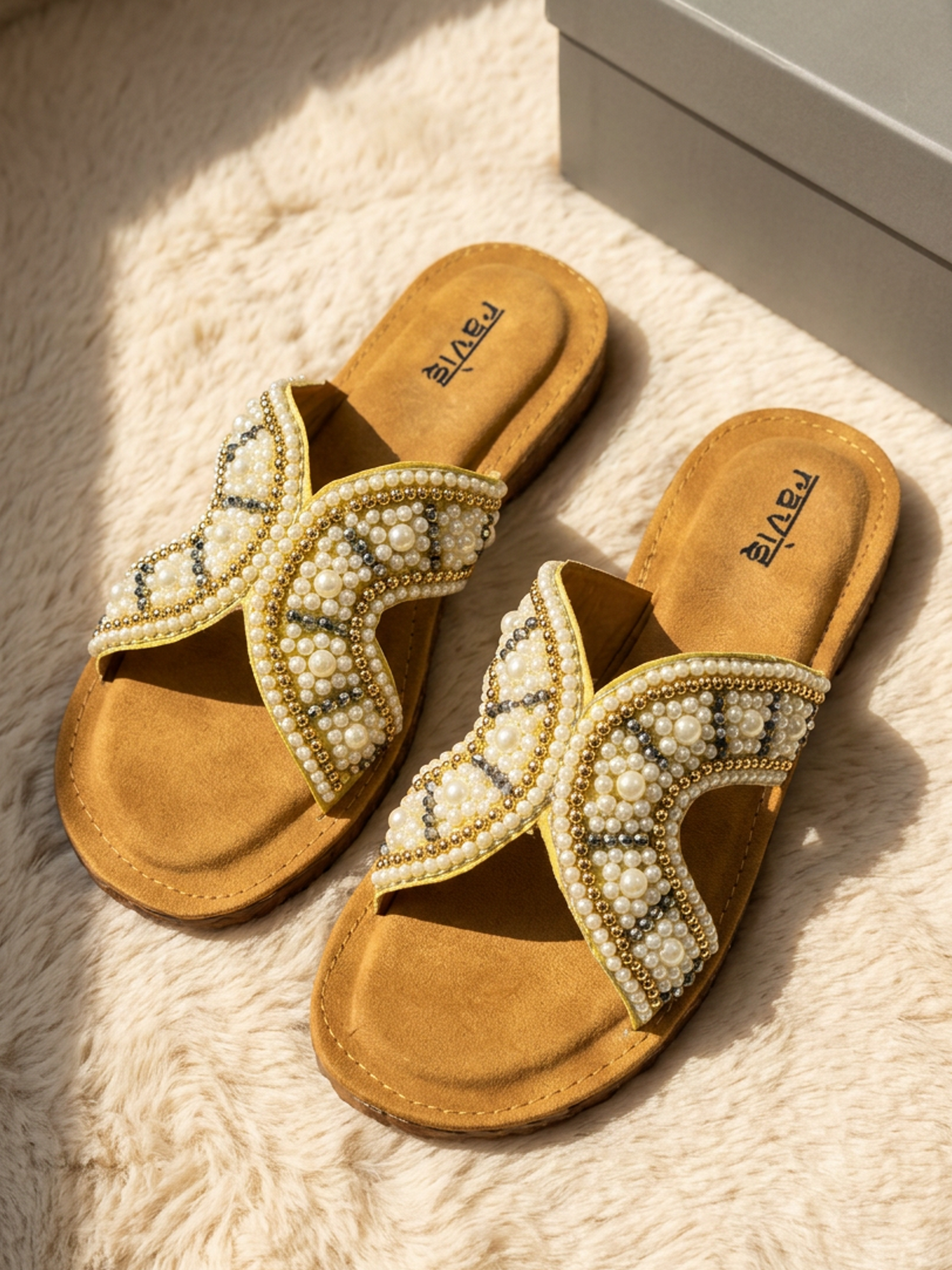 White Meets Style Slipper for Women Top View Ravis Footwear