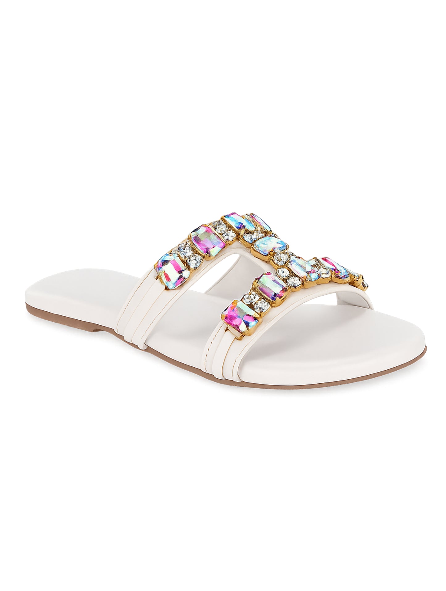 White | heera slipper Side angle