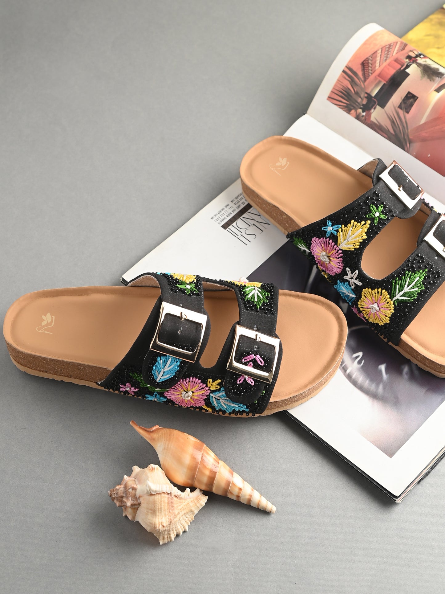 RAVIS Boho Bloom Buckle Sliders