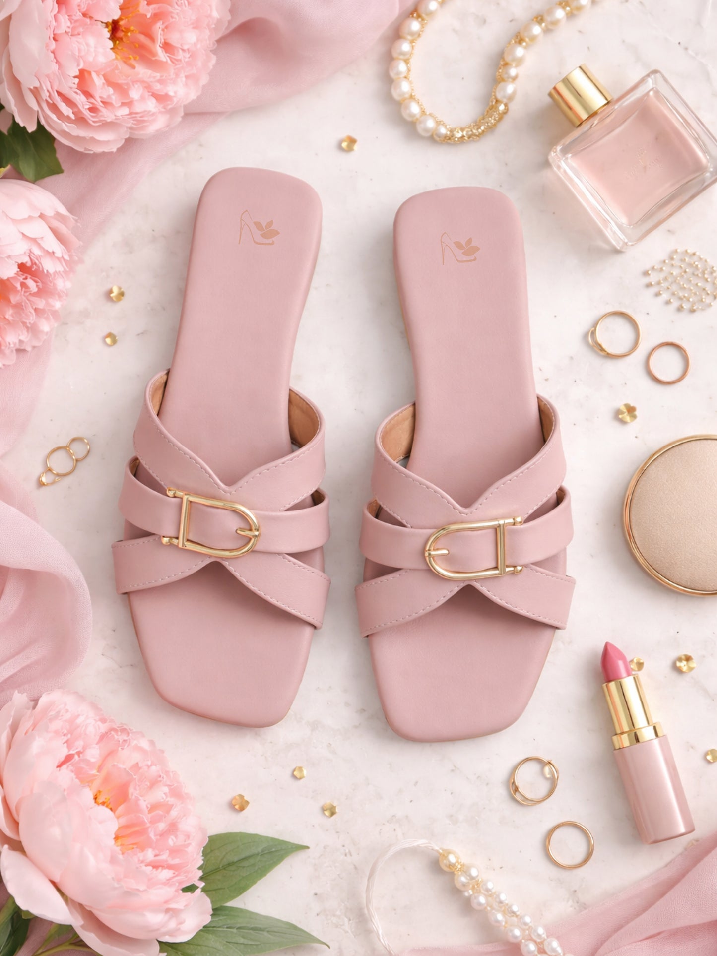 Woodrose | Ravis Women Studded Cross Strap Slipper