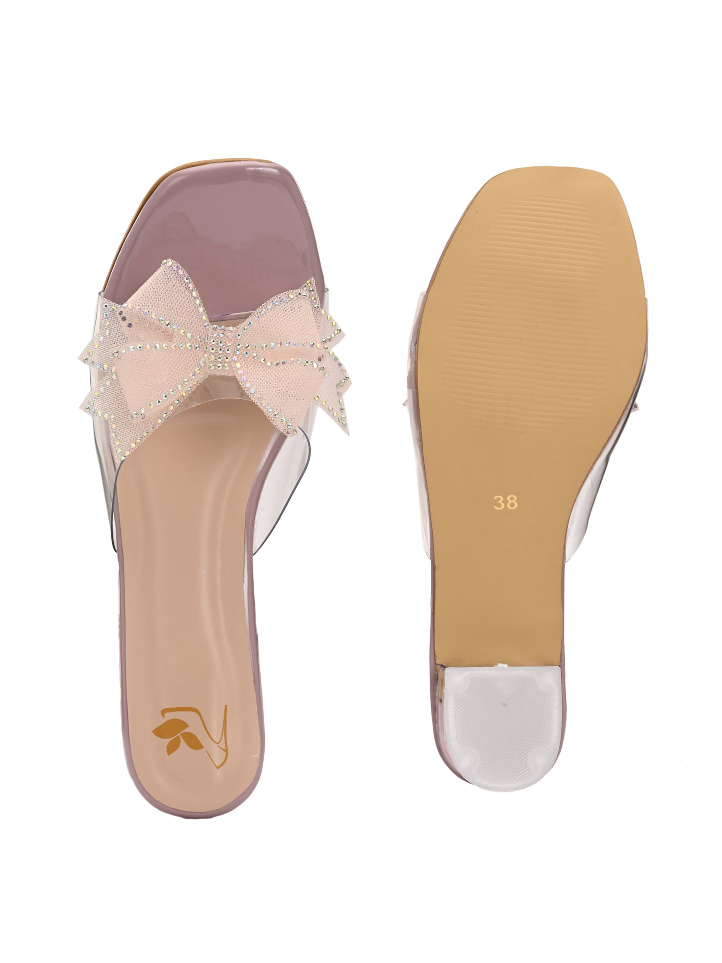 Woodrose | Ravis Beautiful Flower Bow Block Heel for women - product view 3