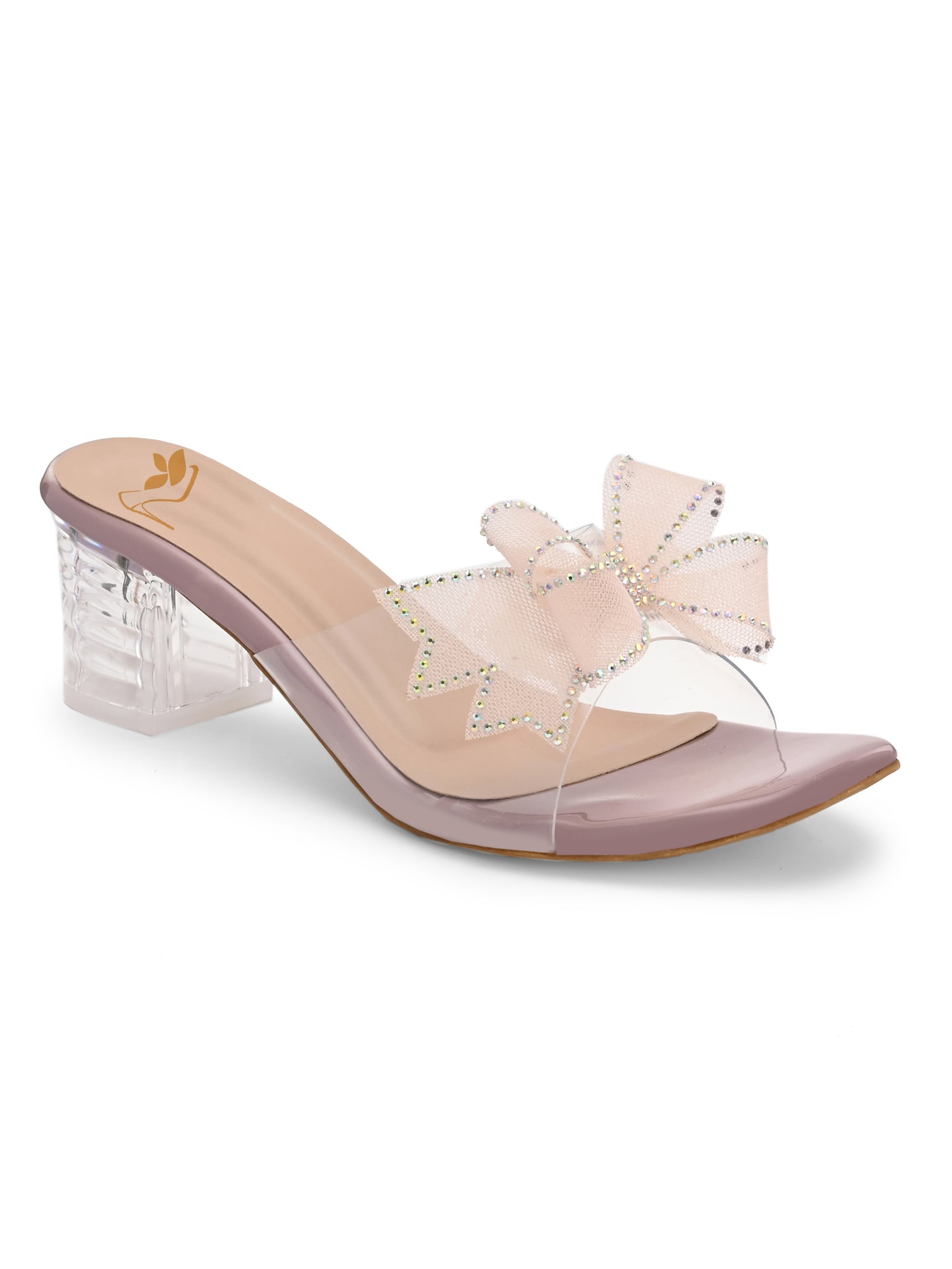 Woodrose | Ravis Beautiful Flower Bow Block Heel for women - product view 2