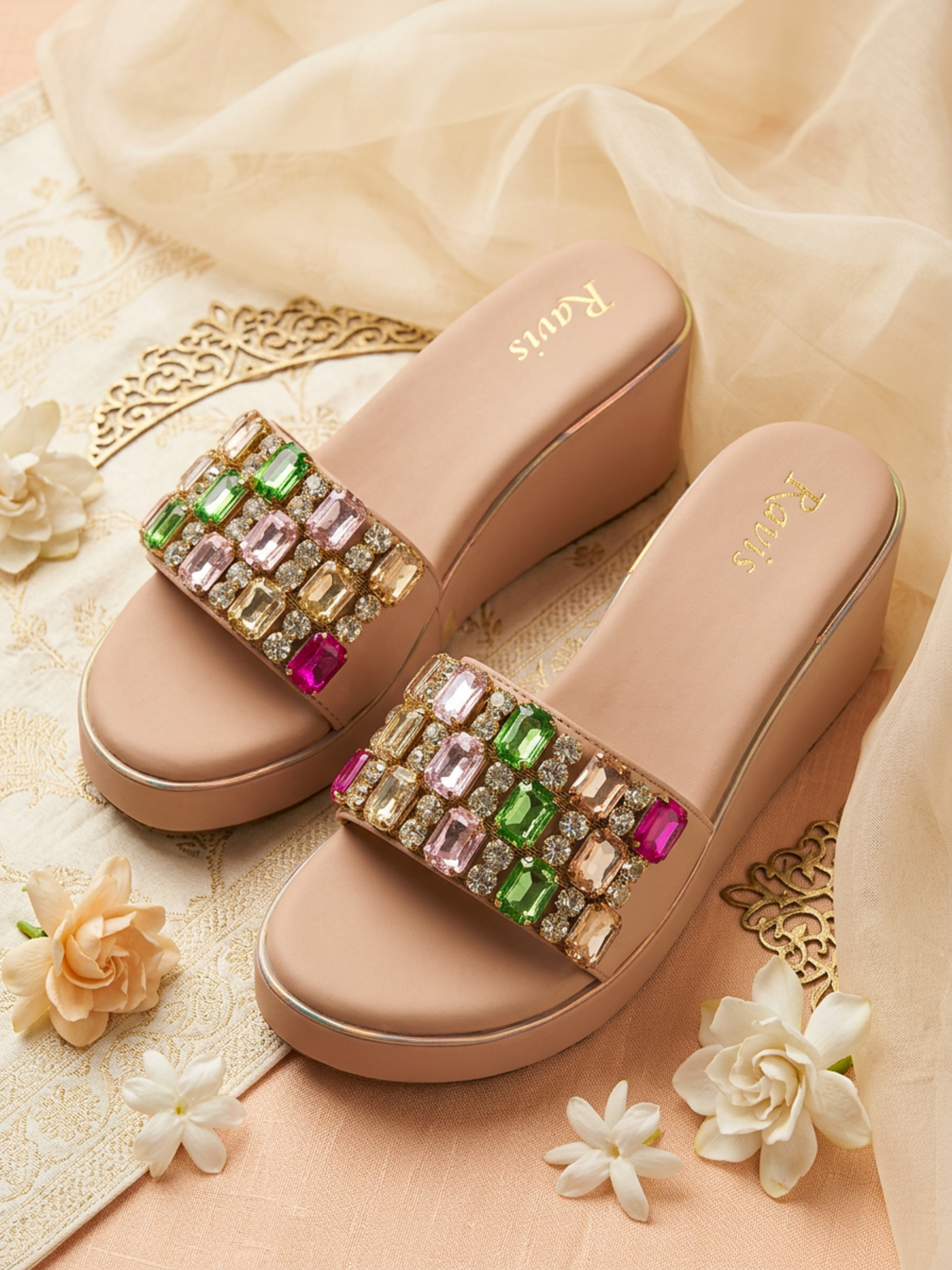 Multicolor | Jewel Embellished Wedge