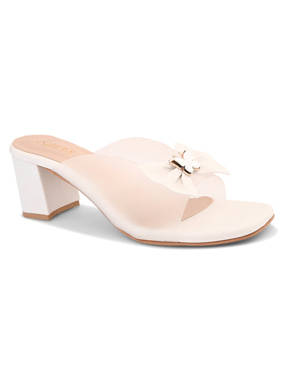 Ravis Transparent Bow Slip-On Heels ( Party & Office Wear)