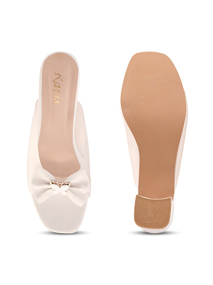 Ravis Transparent Bow Slip-On Heels ( Party & Office Wear)