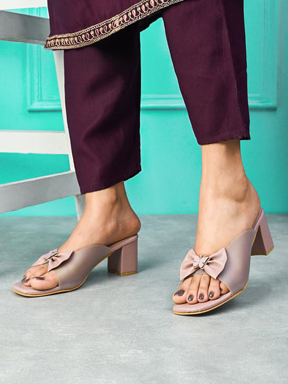 Ravis Transparent Bow Slip-On Heels ( Party & Office Wear)