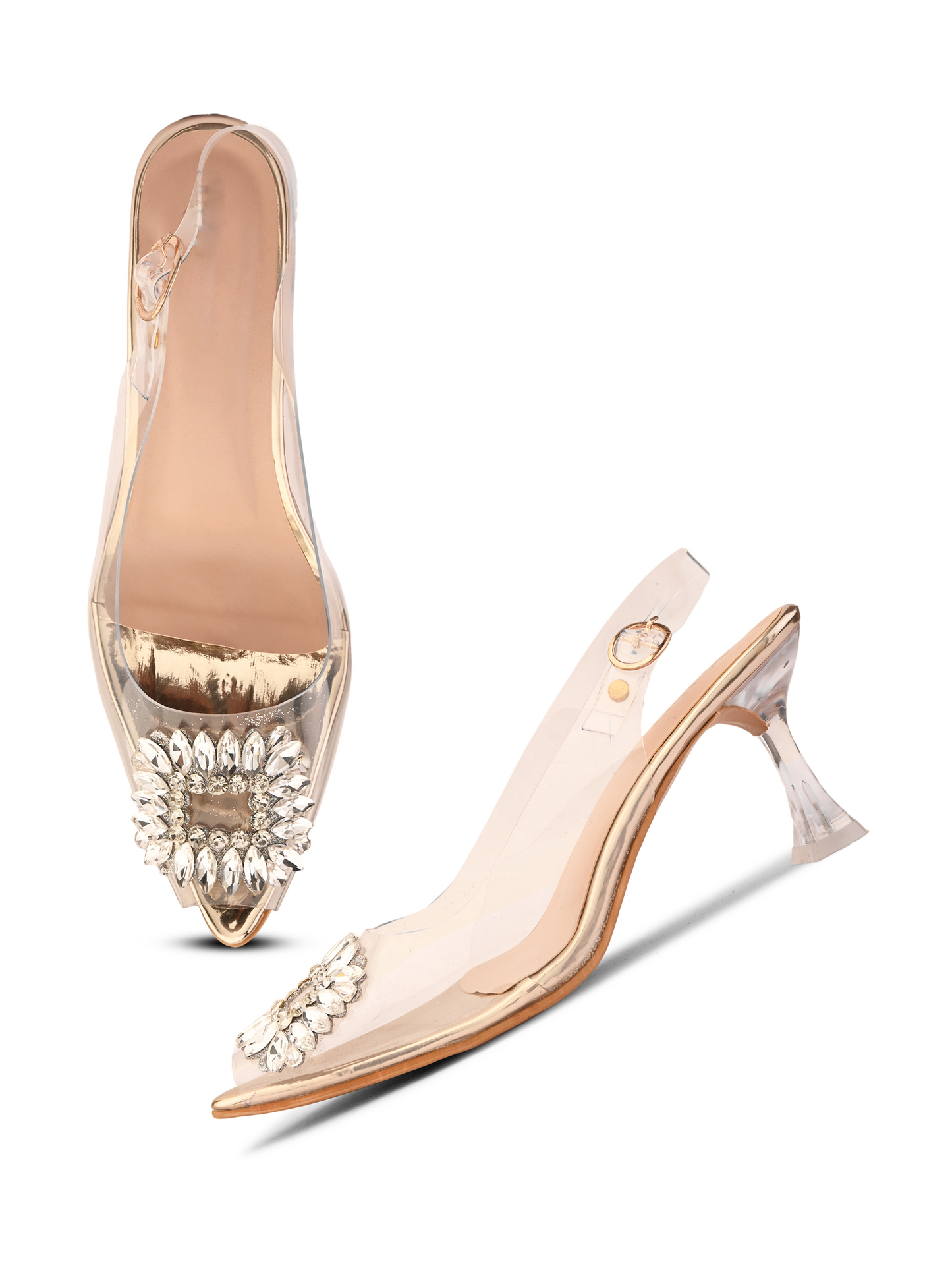 Gold | Ravis Pointed Toe Surajnug Party Block Heel