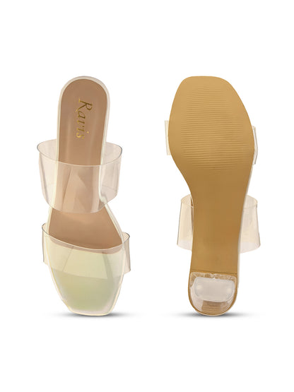 Ravis Transparent Block Heels for Women – Clear Strap | Party Wear Sandals