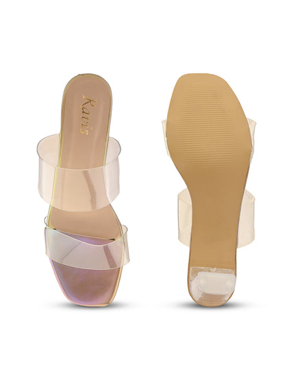 Ravis Transparent Block Heels for Women – Clear Strap | Party Wear Sandals