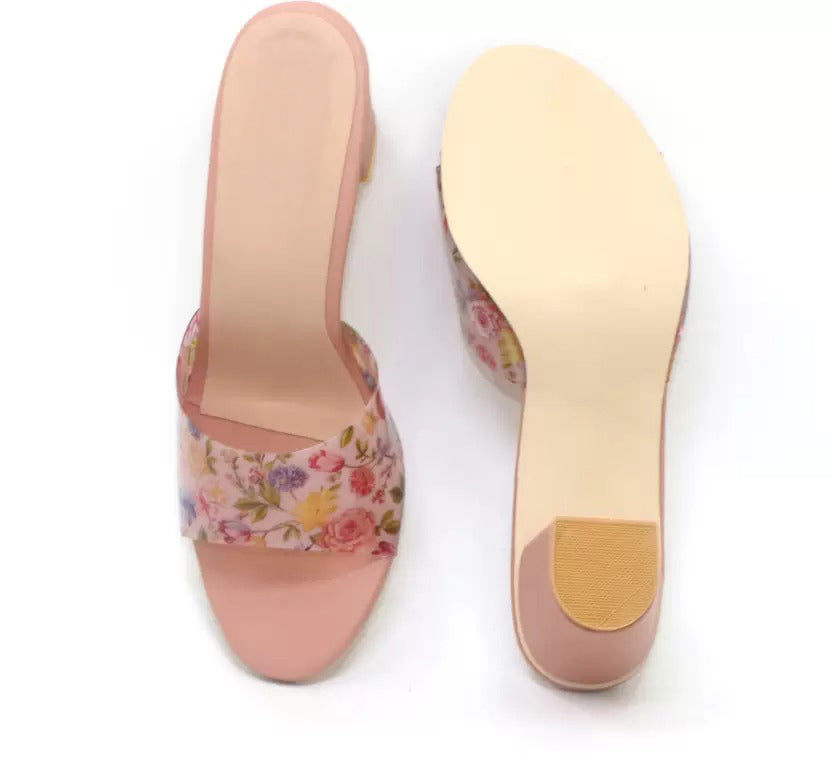 RAVIS Floral Block Heel Slippers for Women – Trendy & Comfortable