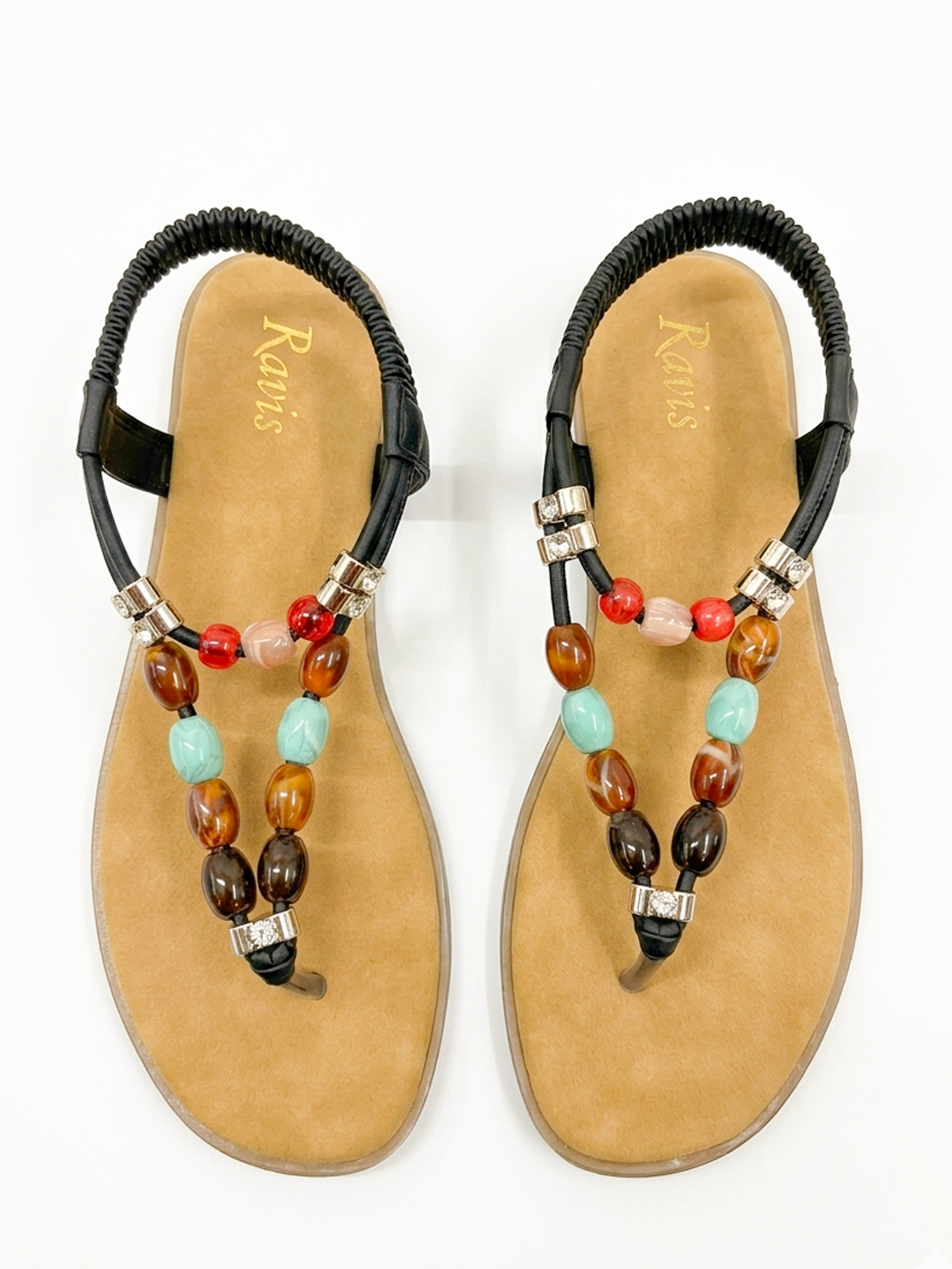 Beige | Boho Bead Toe-Ring Flats