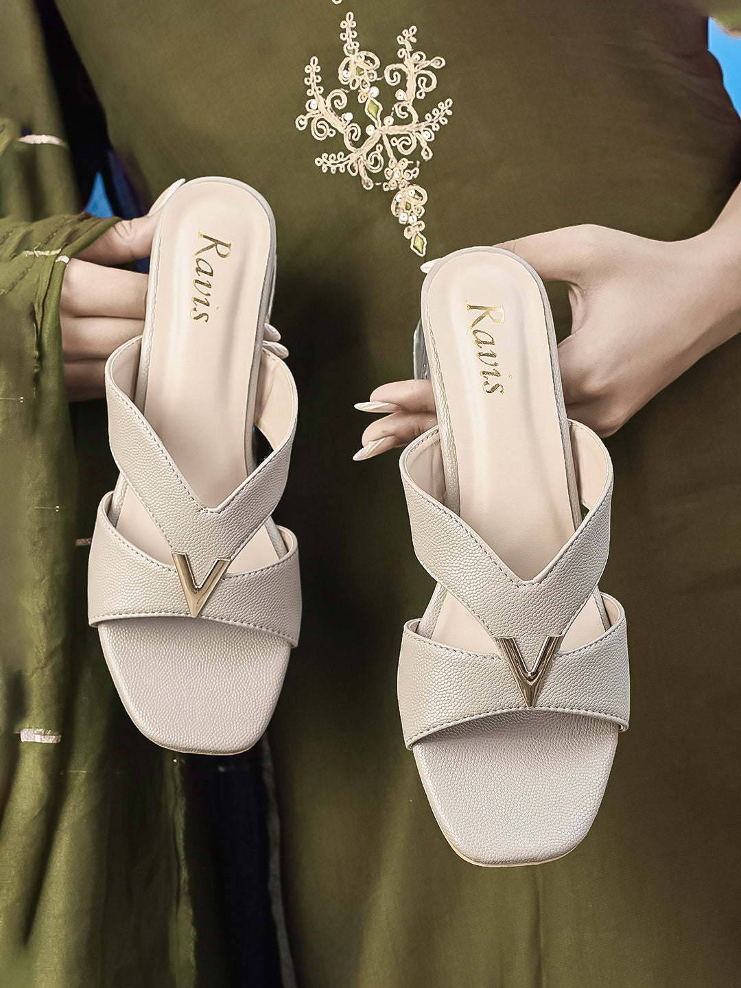 Ravis Partywear Girls V BUCKLE Transparent Heel