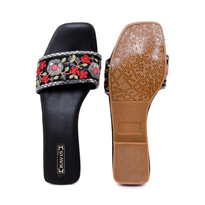 RAVIS Floral Embroidered Ethnic Flats