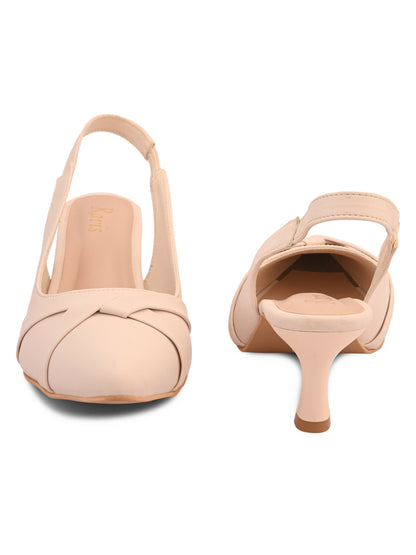 Ravis Women's Vstrip Textured Pointed Toe Stiletto Heel