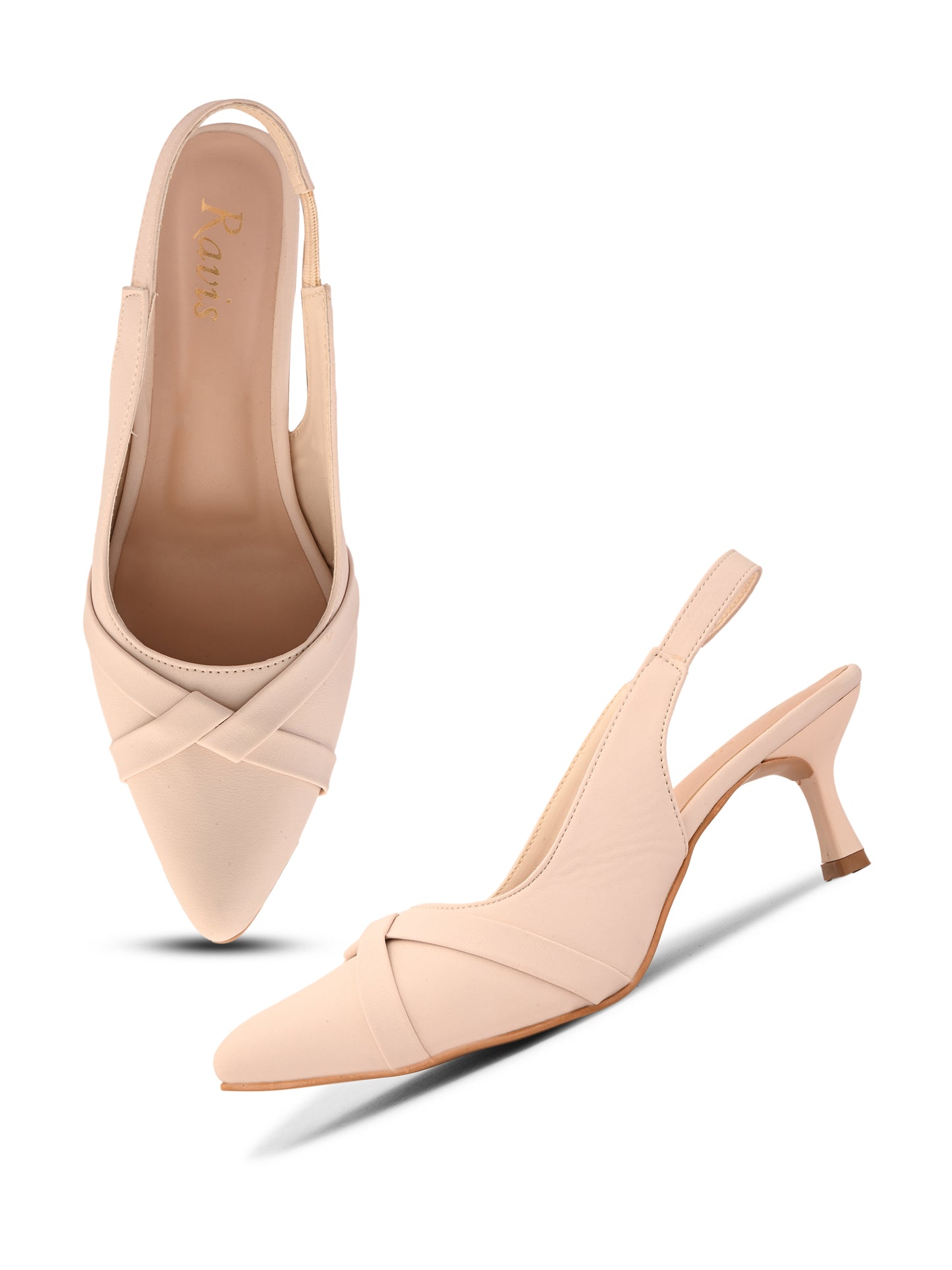 Ravis Women's Vstrip Textured Pointed Toe Stiletto Heel