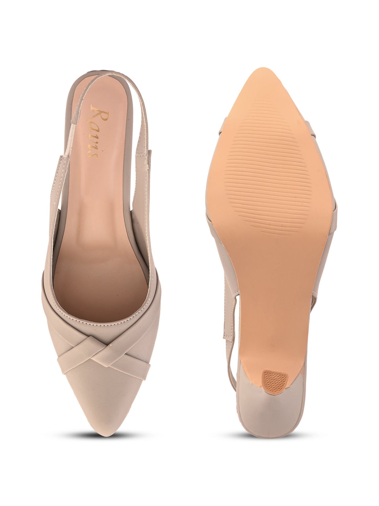 Ravis Women's Vstrip Textured Pointed Toe Stiletto Heel