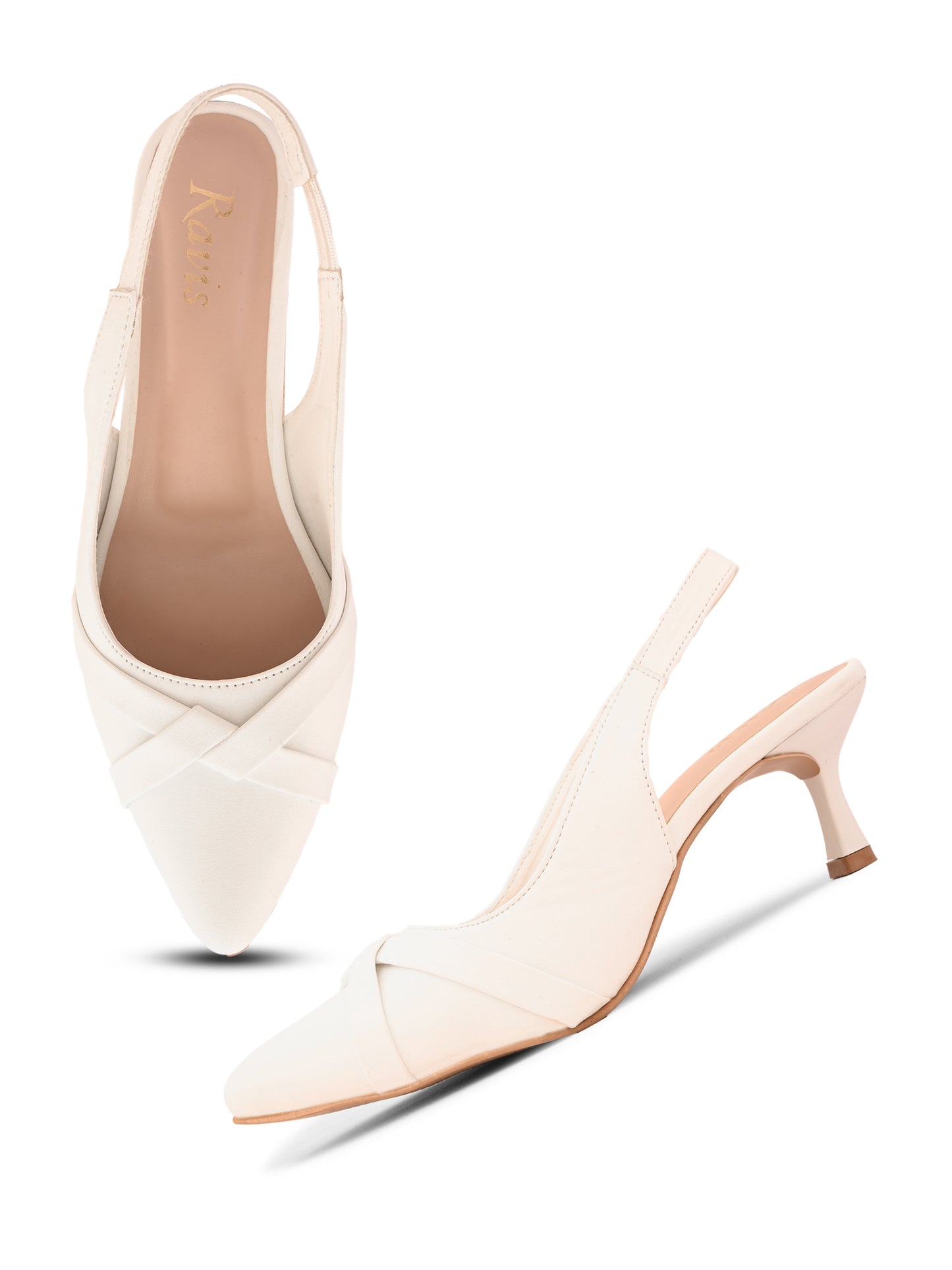 Ravis Women's Vstrip Textured Pointed Toe Stiletto Heel