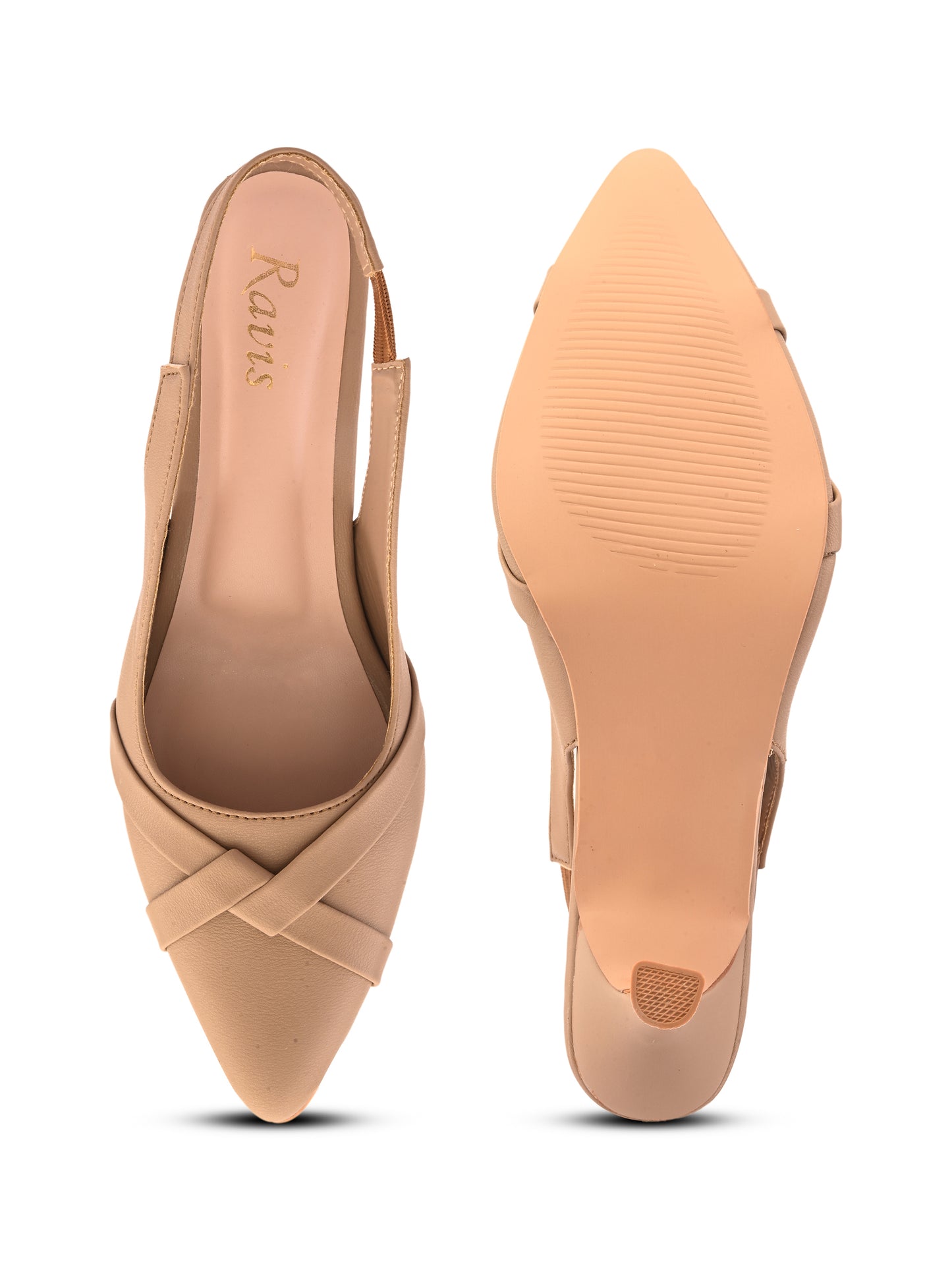 Ravis Women's Vstrip Textured Pointed Toe Stiletto Heel