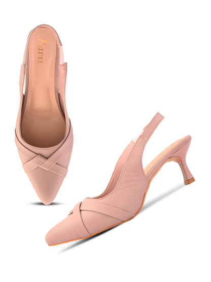 Ravis Women's Vstrip Textured Pointed Toe Stiletto Heel