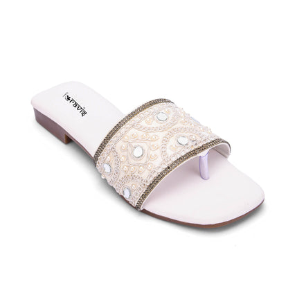 RAVIS NoirBead Black Beaded Ethnic Flats for Women