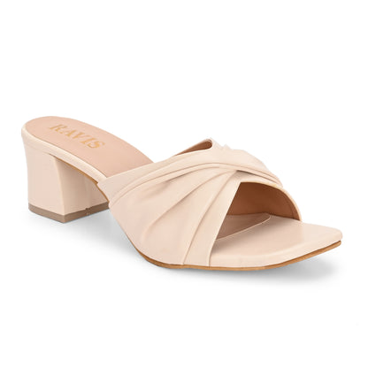 Ravis Twist Front Block Heels – Stylish Daily & Office Wear Slip-On Sandals