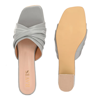 Ravis Twist Front Block Heels – Stylish Daily & Office Wear Slip-On Sandals