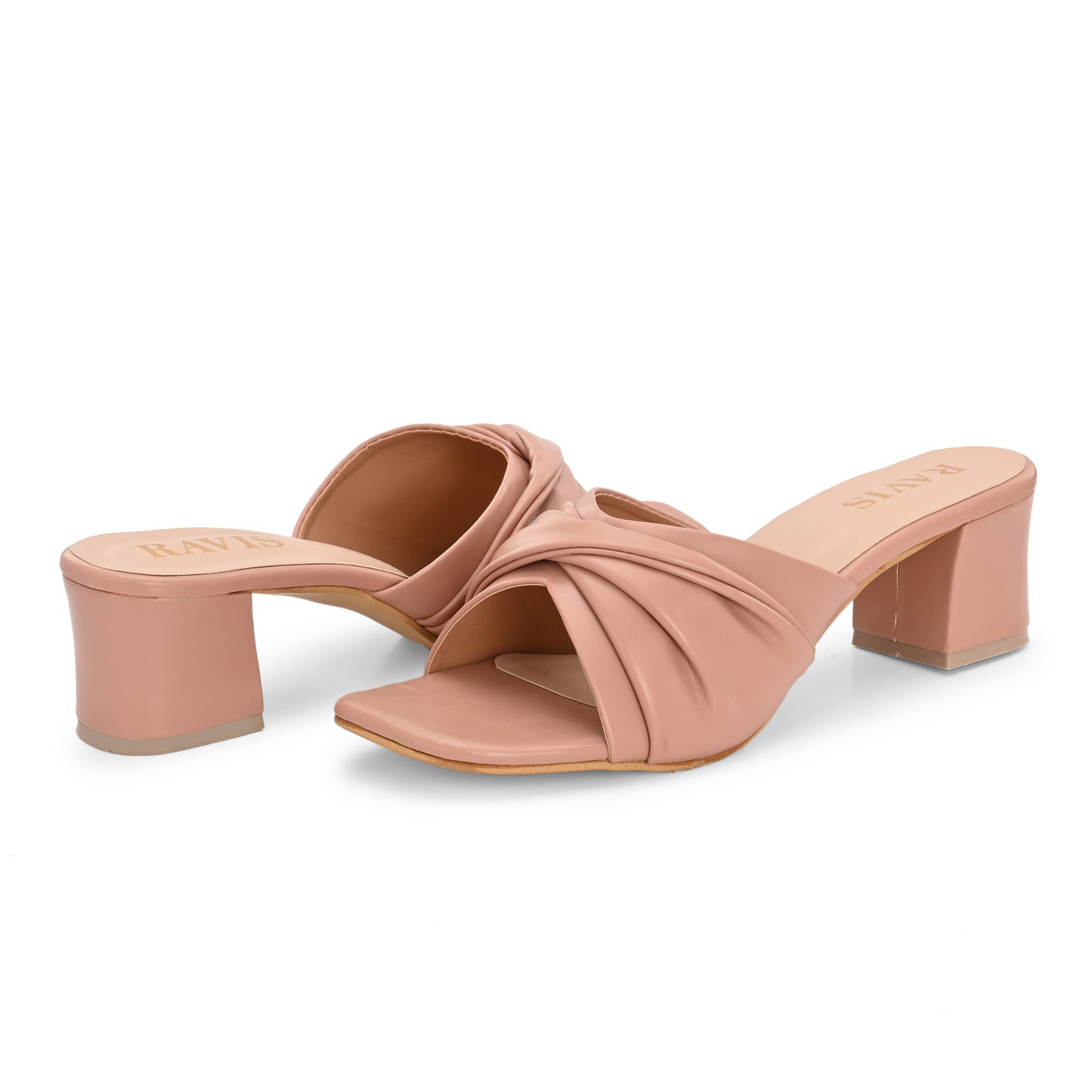 Ravis Twist Front Block Heels – Stylish Daily & Office Wear Slip-On Sandals