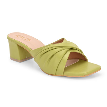 Ravis Twist Front Block Heels – Stylish Daily & Office Wear Slip-On Sandals