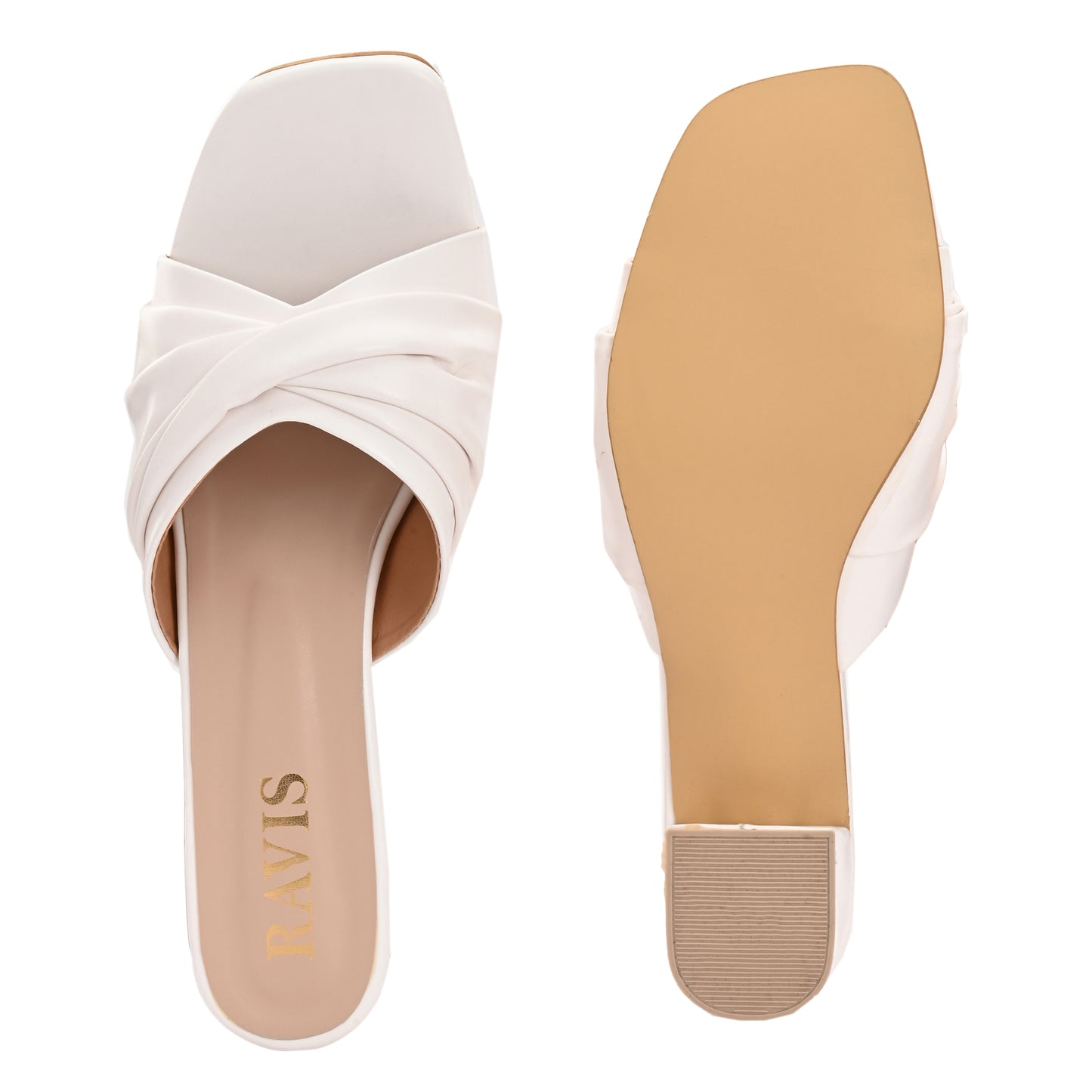 Ravis Twist Front Block Heels – Stylish Daily & Office Wear Slip-On Sandals