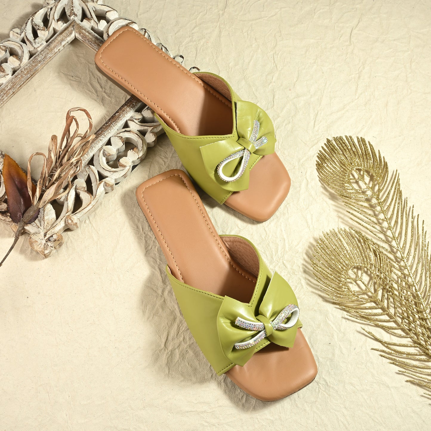 RAVIS Glam Bow Slip-On Flats