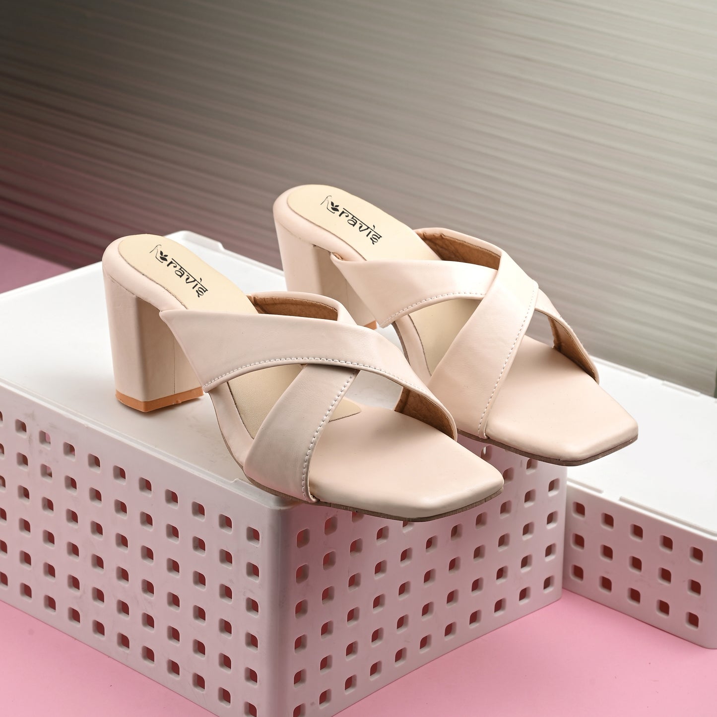 Ravis Cross-Strap Block Heels – Comfortable Slip-On Sandals for Women