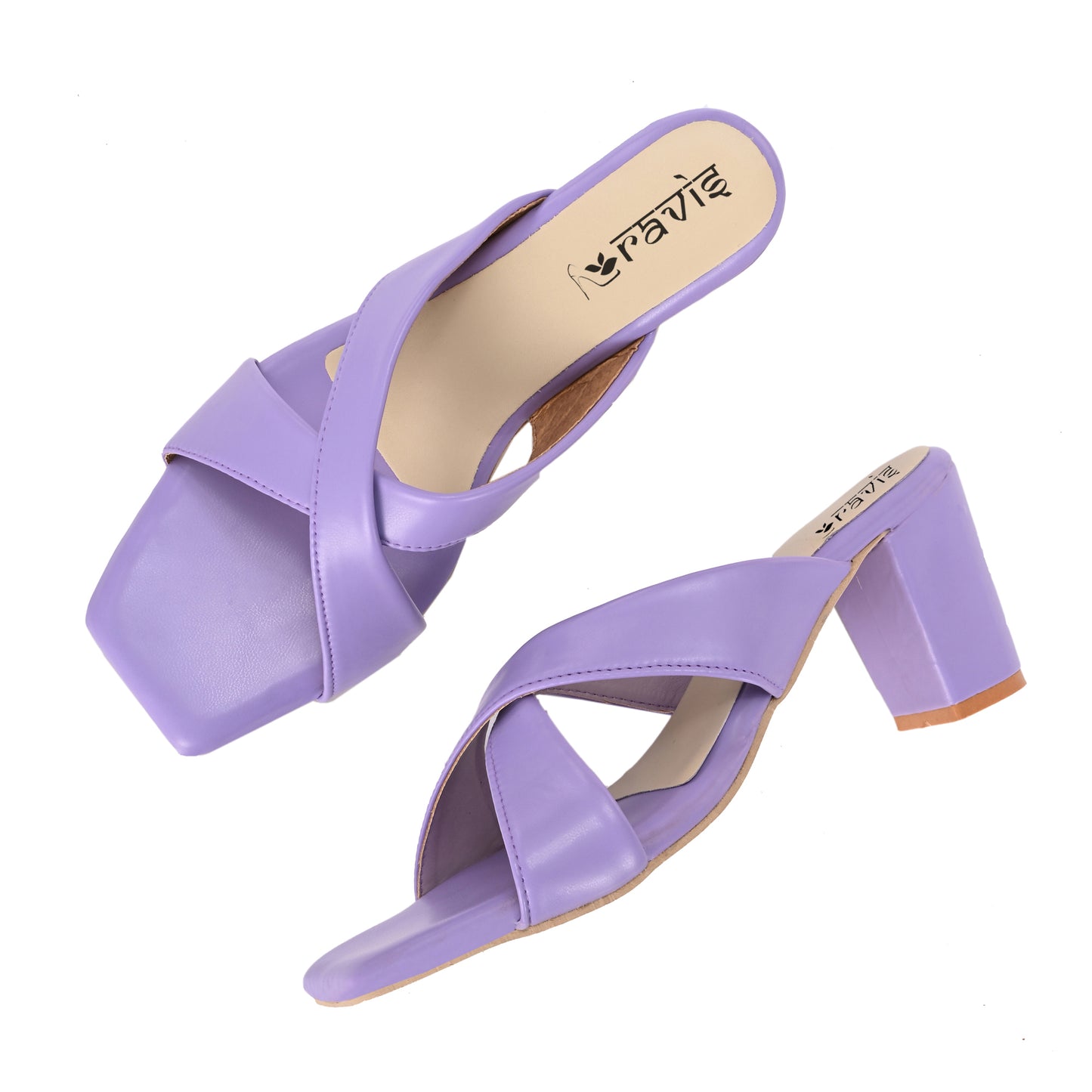 Ravis Cross-Strap Block Heels – Comfortable Slip-On Sandals for Women
