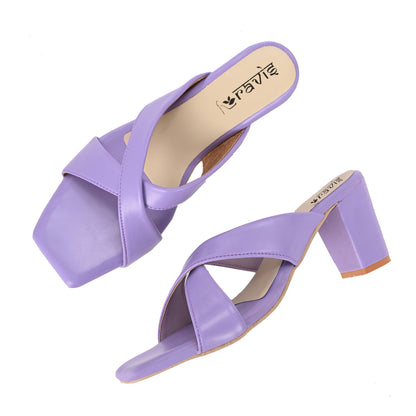 Ravis Cross-Strap Block Heels – Comfortable Slip-On Sandals for Women