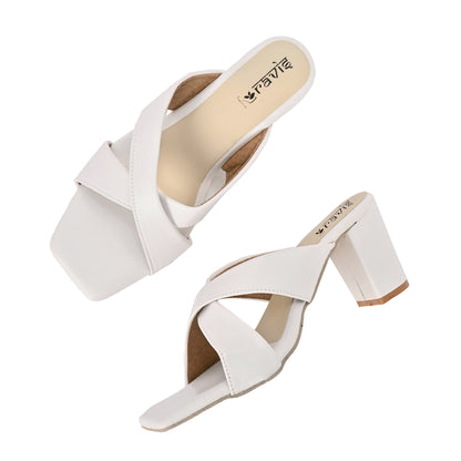 Ravis Cross-Strap Block Heels – Comfortable Slip-On Sandals for Women