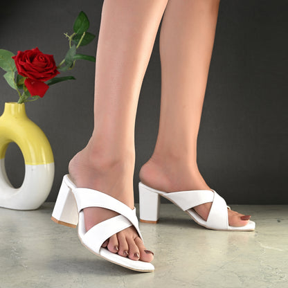 Ravis Cross-Strap Block Heels – Comfortable Slip-On Sandals for Women