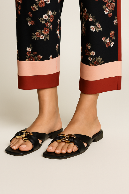 RAVIS Luxe Chain Strap Slippers for Women