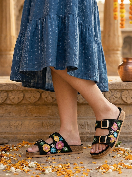 RAVIS Boho Bloom Buckle Sliders