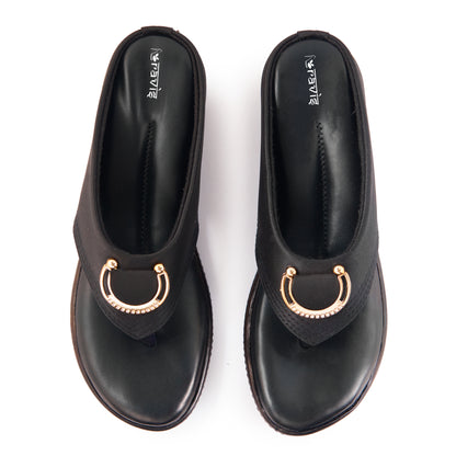 Ravis Gold Ring Toe-Ring Flats – Comfort Slip-On Daily Wear Sandals for Women