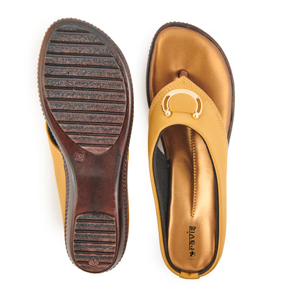 Ravis Gold Ring Toe-Ring Flats – Comfort Slip-On Daily Wear Sandals for Women
