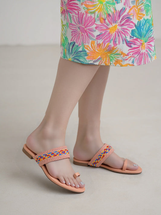 Ravis Ethnic Flat Slippers for Women – Braided Strap & Toe Loop | Daily & Festive Wear