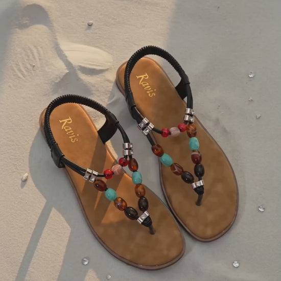 Beige | Boho Bead Toe-Ring Flats video
