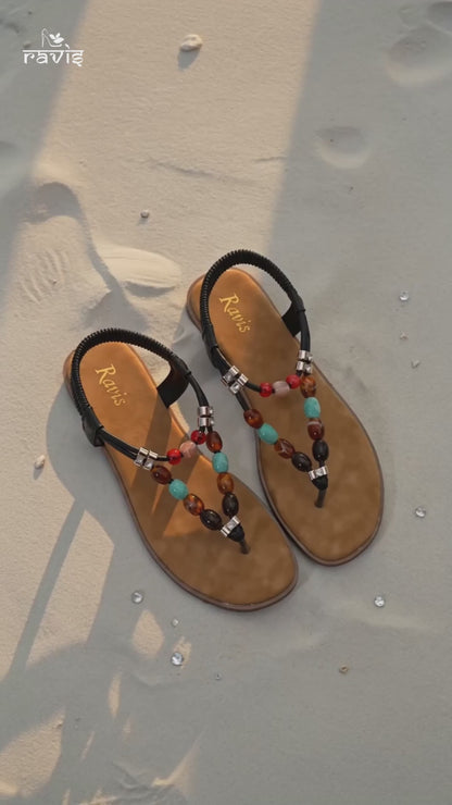 Beige | Boho Bead Toe-Ring Flats video